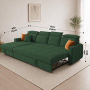Casaliving Gagnon LHS 4 Seater L Shape Corner Sofa Cum Bed for Living Room with Storage (Black Fabric) Premium Fabric Sofa Cum Bed