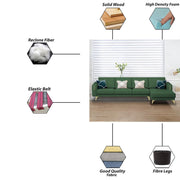 Falco RHS 6 Seater L Shape Sofa Set for Living Room (Green Fabric) Premium Fabric Sofa