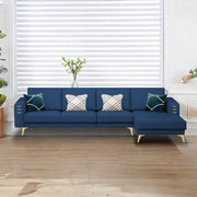 Falco RHS 6 Seater L Shape Sofa Set for Living Room (Blue Fabric) Premium Fabric Sofa