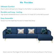 Falco RHS 6 Seater L Shape Sofa Set for Living Room (Blue Fabric) Premium Fabric Sofa