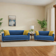 Casaliving Dominic 3 + 2 Seater Sofa Set for Living Room (Blue) Premium Fabric Sofa