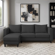 Mikasa 4 Seater LHS L Shape Sofa Set for Living Room (Black Fabric) Premium Fabric Sofa Set for Living Room