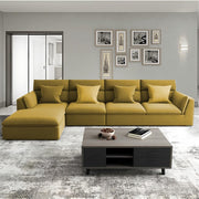 Delton LHS 6 Seater L Shape Sofa Set for Living Room (Yellow) Premium Fabric
