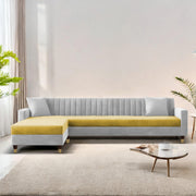 Garcia LHS 6 Seater L Shape Sofa Set for Living Room (Black Grey - Colour) Premium Fabric Sofa Set