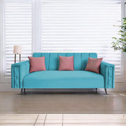 Casaliving Froster 3 Seater Sofa Set for Living Room (Blue Fabric) Premium Fabric Sofa