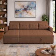 Casaliving Treshta 6 Seater LHS L - Shape Pull-Out Sofa Cum Bed Sofa for Living Room (Dark Grey Fabric Color) Premium Fabric Sofa Set for Living Room Sofa Cum Bed