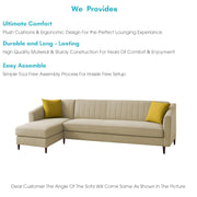 Neyami LHS 6 Seater L Shape Sofa Set for Living Room (Cream) Premium Fabric Sofa Set