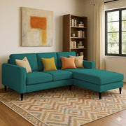 Grayon 3 Seater L Shape Convertible Sofa Set for Living Room, 3 Seater & Ottoman Modular Sectional Couch for Small Space (Grey Dark Grey Colour) Fabric