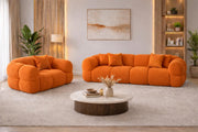 Vetras Modern Velvet Bubble Cloud Sofa, Tufted Design Upholstered 3+1 Seater Sofa Set for Living Room, (Black Colour) Premium Velvet Fabric Sofa
