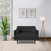 Grover 1 Seater Sofa Set for Living Room (Black Fabric) Premium Fabric Sofa
