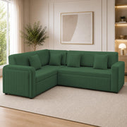 Casaliving Rion 6 Seater L Shape Corner Sofa Cum Bed for Living Room (Black Fabric) Premium Fabric Sofa Cum Bed