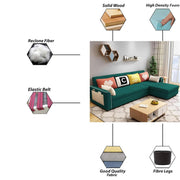 Denis 5 Seater RHS L Shape Sofa Set for Living Room (Pine Fabric) Premium Fabric Sofa