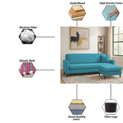 Valkyrie 4 Seater L Shape Convertible Sofa Set for Living Room, 3 Seater & Ottoman Modular Sectional Couch for Small Space (Turquise Colour) Fabric