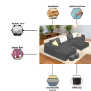Badger RHS 8 Seater L Shape Sofa Set with Center Table for Living Room (Grey Fabric) Premium Fabric Sofa