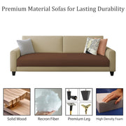 Kaven 3 Seater Sofa Set for Living Room (Cream Brown Colour Fabric) Premium Fabric Sofa