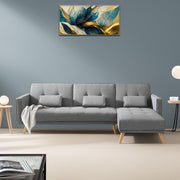Convertible Futon RHS 4 Seater Sofa Cum Bed with Adjustable Backrest Sofa for Living Room (Blue Grey Colour) Premium Fabric Sofa