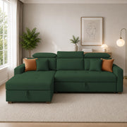 Casaliving Gagnon LHS 4 Seater L Shape Corner Sofa Cum Bed for Living Room with Storage (Black Fabric) Premium Fabric Sofa Cum Bed