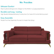 Falconar 3 Seater Sofa Set for Living Room (Maroon Fabric) Premium Fabric Sofa