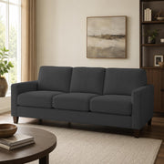 Casaliving Gladino Modern Velvet Fabric Sofa, Tufted Design Upholstered 3 Seater Sofa Set for Living Room, Premium Velvet Fabric Sofa (Black)