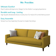 Kaven 3 Seater Sofa Set for Living Room (Yellow Colour Fabric) Premium Fabric Sofa