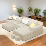 Badger RHS 8 Seater L Shape Sofa Set with Center Table for Living Room (Grey Fabric) Premium Fabric Sofa