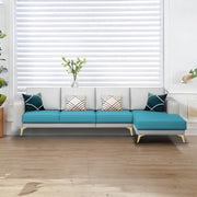 Falco RHS 6 Seater L Shape Sofa Set for Living Room (Turquise Grey Fabric) Premium Fabric Sofa