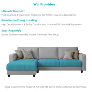 Oslo 4 Seater LHS L Shape Sofa Set for Living Room (Turquise Grey Fabric) Premium Fabric Sofa Set for Living Room