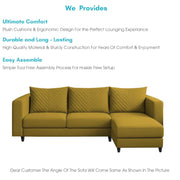 Mikasa 4 Seater RHS L Shape Sofa Set for Living Room (Yellow Fabric) Premium Fabric Sofa Set for Living Room
