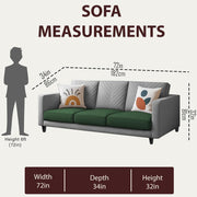 Mikasa 3 Seater Sofa Set for Living Room (Green Grey Colour Fabric) Premium Fabric Sofa