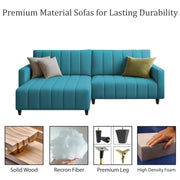 Netlie 4 Seater LHS L Shape Sofa Set for Living Room (Turquise Fabric) Premium Fabric Sofa Set for Living Room