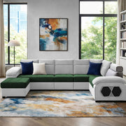 Auren 12 Seater L-Shape Comfortable Sectional Sofa Set with Ottoman for Living Room (Black Grey) Premium Fabric Sofa