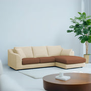 Cortina RHS 4 Seater L Shape Sofa Set for Living Room (Cream Brown Fabric) Premium Fabric Sofa