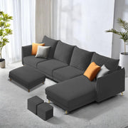 Casaliving Stanly LHS 6 Seater L Shape Sofa Set for Living Room (Black Fabric)