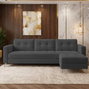Casaliving Flexora Modern Velvet Fabric Upholstered 3 Seater Sofa Set with Ottoman for Living Room, Premium Velvet Fabric Sofa (Black Colour)