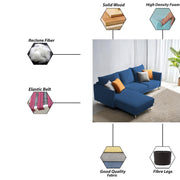 Casaliving Stanly LHS 4 Seater L Shape Sofa Set for Living Room (Blue Fabric) Premium Fabric Sofa