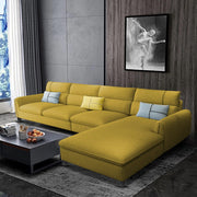 Francis 6 Seater Sofa Set for Living Room (Yellow Fabric) Right Side Sofa
