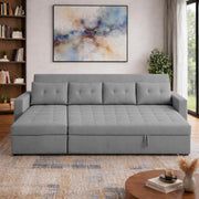 Casaliving Treshta 6 Seater LHS L - Shape Pull-Out Sofa Cum Bed Sofa for Living Room (Dark Grey Fabric Color) Premium Fabric Sofa Set for Living Room Sofa Cum Bed
