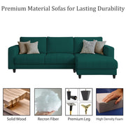 Oslo 4 Seater RHS L Shape Sofa Set for Living Room (Pine Fabric) Premium Fabric Sofa Set for Living Room