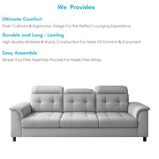 Casaliving Amara 3 Seater Sofa Set for Living Room (Black Cream Colour Fabric) Premium Fabric Sofa
