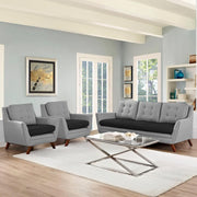 Slove 3 +1 + 1 Seater Sofa Set for Living Room | Color - Cream Black | Premium Fabric Sofa