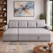 Casaliving Treshta 6 Seater LHS L - Shape Pull-Out Sofa Cum Bed Sofa for Living Room (Dark Grey Fabric Color) Premium Fabric Sofa Set for Living Room Sofa Cum Bed