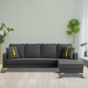 Casaliving Mandis LHS 4 Seater L Shape Sofa Set for Living Room (Black Fabric) Premium Fabric Sofa