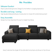 Orion LHS 6 Seater L Shape Sofa Set for Living Room (Black Colour) Premium Fabric Sofa