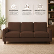Casaliving Gladino Modern Velvet Fabric Sofa, Tufted Design Upholstered 3 Seater Sofa Set for Living Room, Premium Velvet Fabric Sofa (Black)