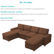 Rone 6 Seater L-Shaped & U-Shaped Sofas Set for Living Room – (Brown Colour Fabric) Premium Comfort Sofa