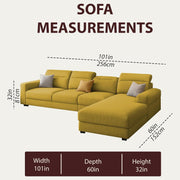 Orion RHS 6 Seater L Shape Sofa Set for Living Room (Yellow Colour) Premium Fabric Sofa
