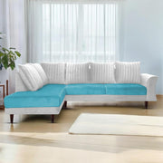 Casaliving Bradley LHS 4 Seater L Shape Sofa Set for Living Room (Black Grey Fabric) Premium Fabric Sofa