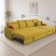 Casaliving Gagnon LHS 4 Seater L Shape Corner Sofa Cum Bed for Living Room with Storage (Black Fabric) Premium Fabric Sofa Cum Bed