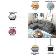 Martin 4 Seater LHS L Shape Sofa Set for Living Room (Dark Grey Colour Fabric)