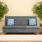 Calvin 3 Seater Sofa Cum Bed for Living Room (Black Fabric) Premium Fabric Sofa